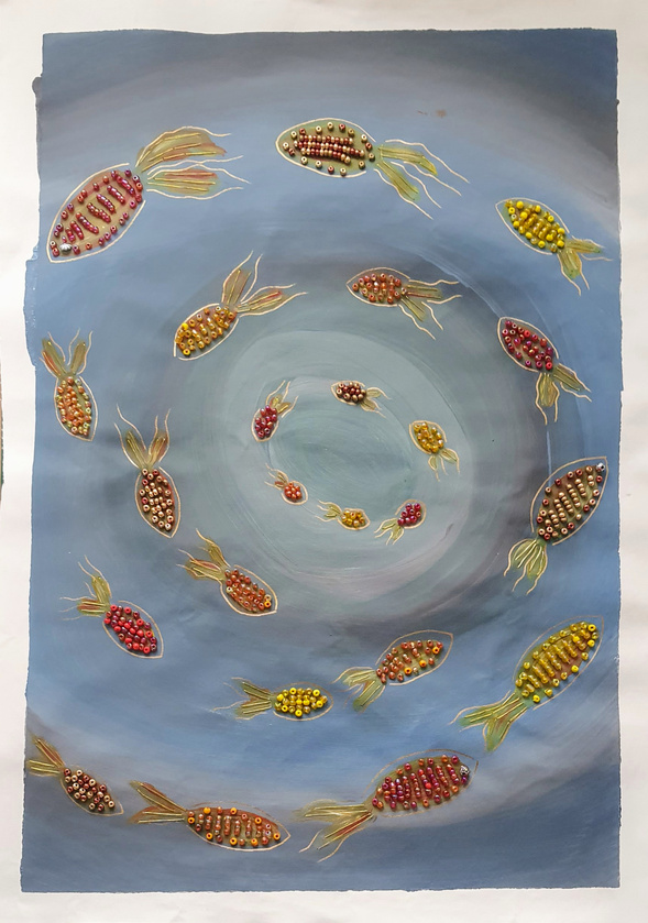 Pintura acrílica com técnica mista